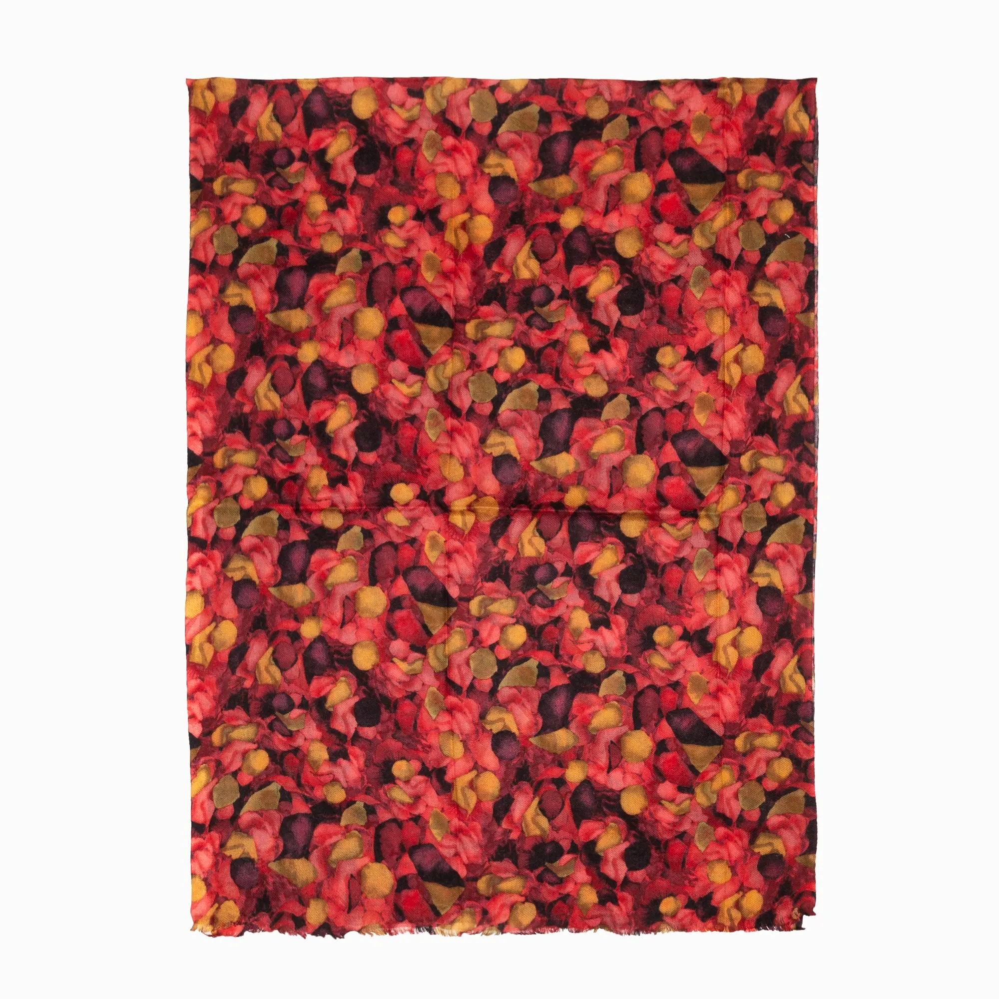 100% Australian Wool Print Scarf Saffron Leaves Floral