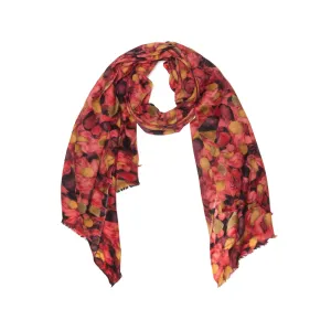 100% Australian Wool Print Scarf Saffron Leaves Floral