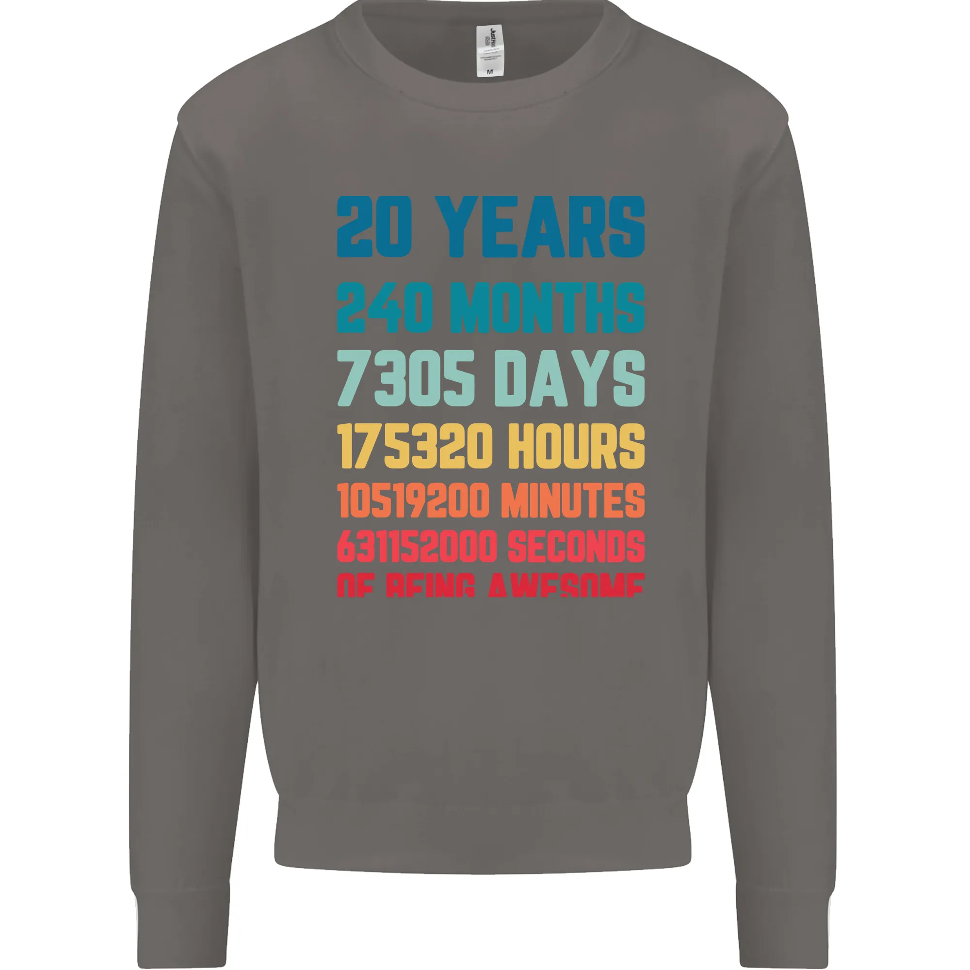 20th Birthday 20 Year Old Men's Personalised Sweatshirt Jumper with Name Customisation