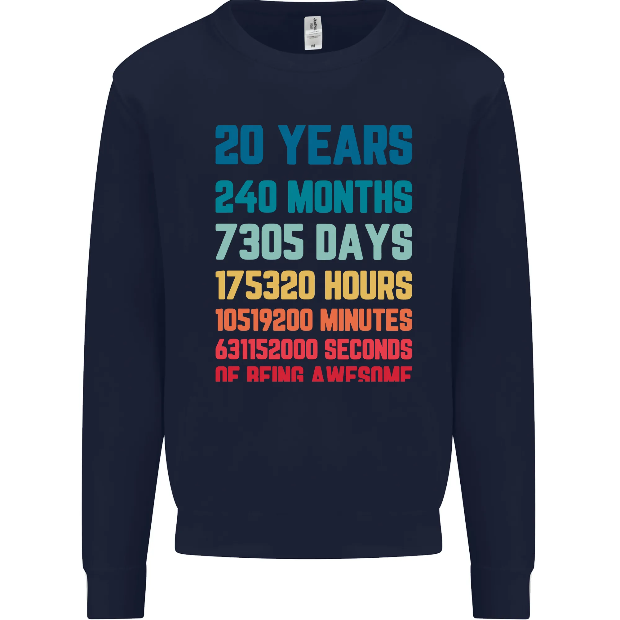 20th Birthday 20 Year Old Men's Personalised Sweatshirt Jumper with Name Customisation