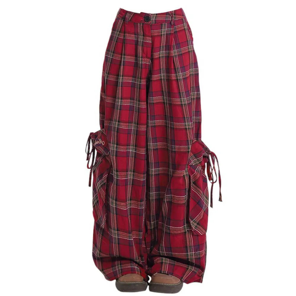 90's Grunge Plaid Cargo Pants