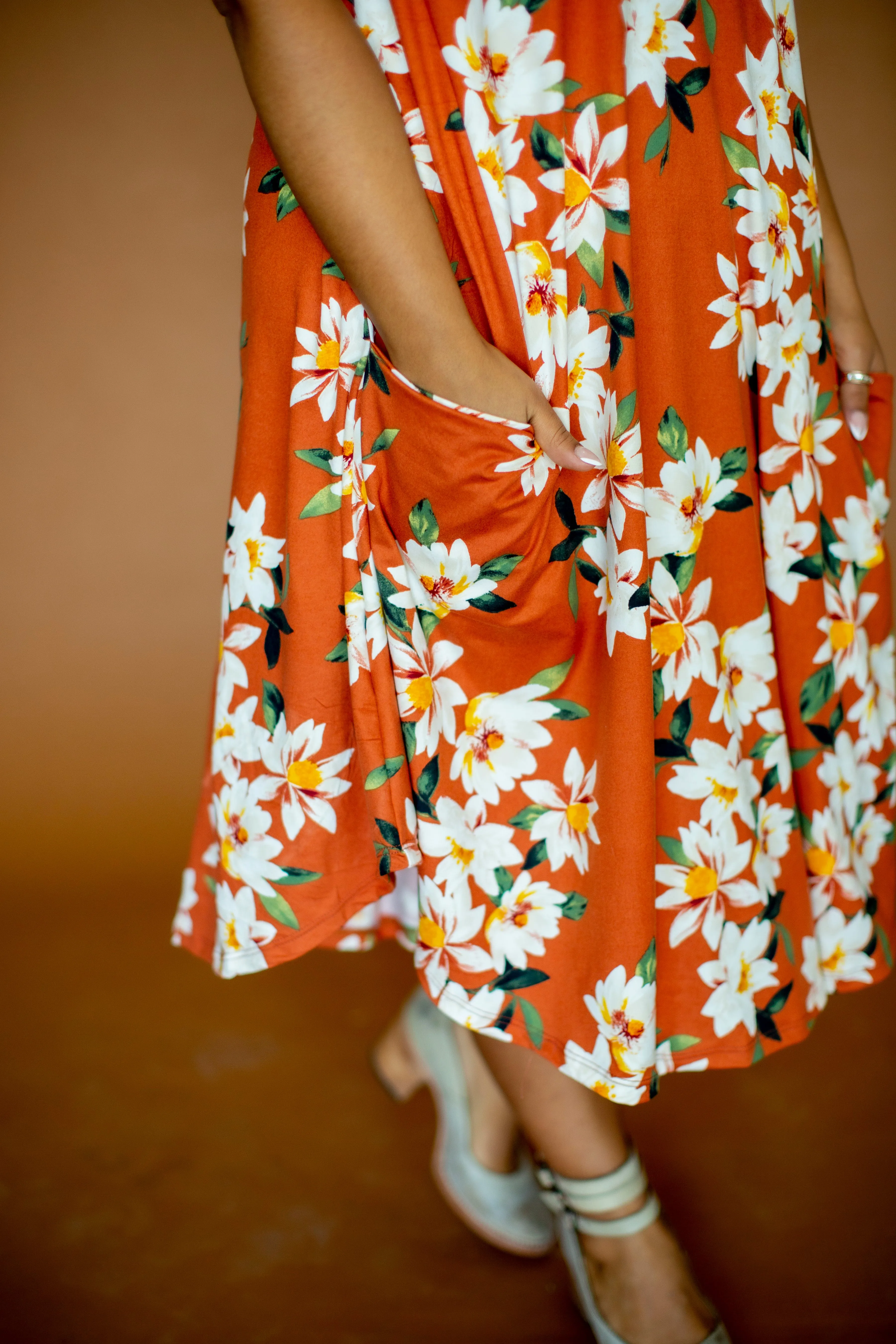 April Dress Rust Floral