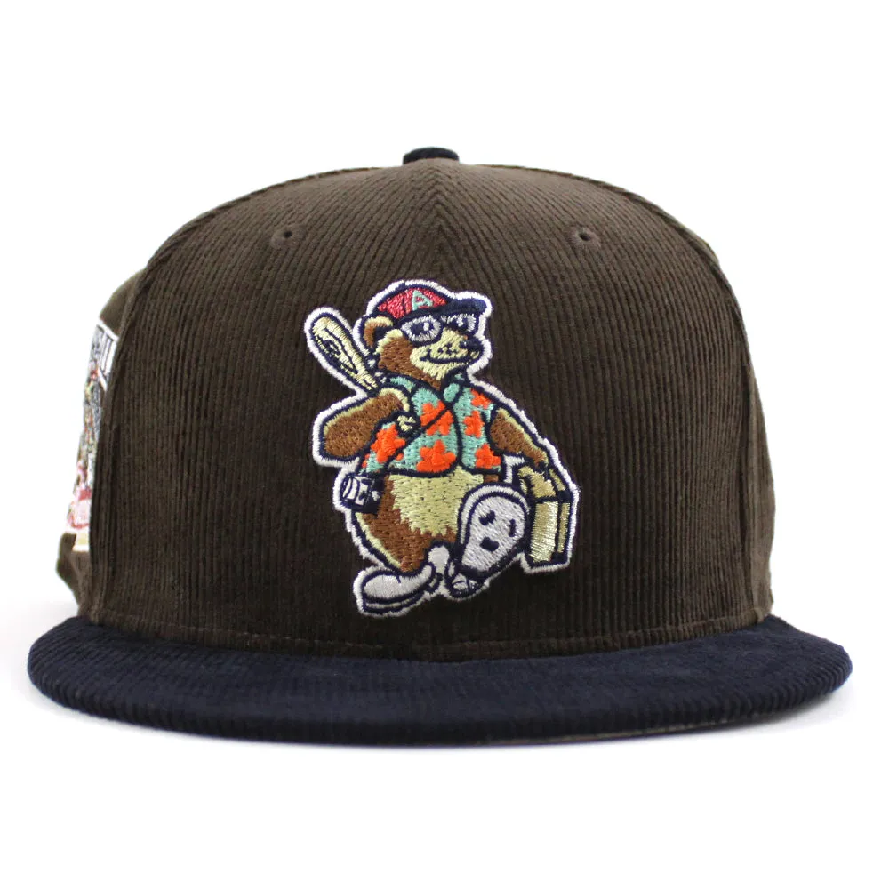 Asheville Tourist HomeTown Collection New Era 59Fifty Fitted Hat (Walnut Corduroy Navy Corduroy Gray Under Brim)