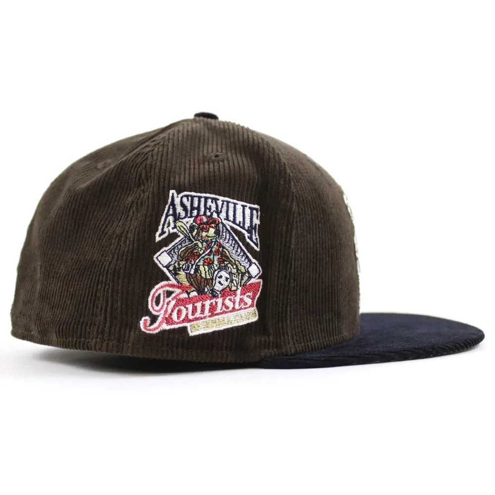 Asheville Tourist HomeTown Collection New Era 59Fifty Fitted Hat (Walnut Corduroy Navy Corduroy Gray Under Brim)