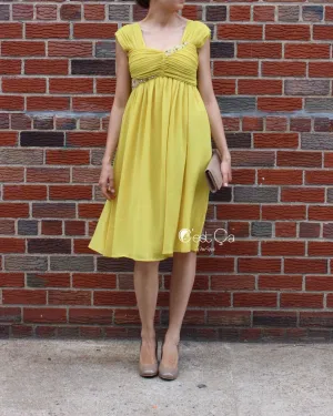 Ashley Yellow Empire Waist Cocktail Dress