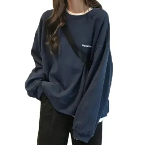 Autumn Spring Thin Letter Hoody Street Fashion Korean Chic Women's Sweatshirts Cool Navy Blue Gray Hoodies Women M-XXL