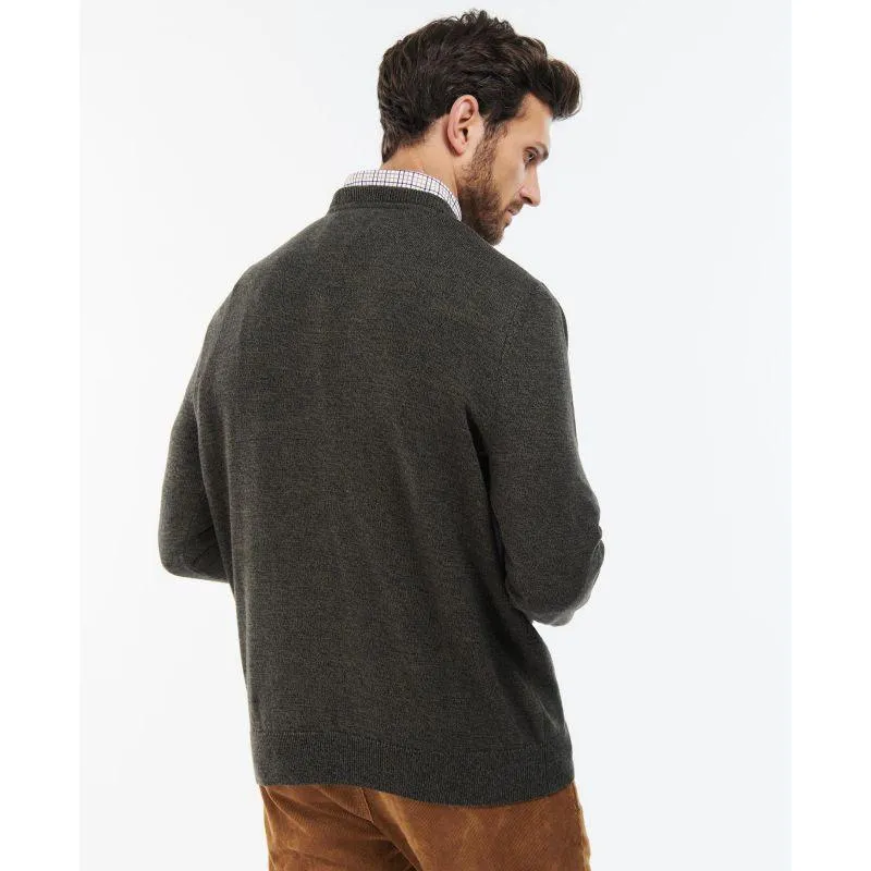 Barbour Firle Cotton Cashmere Mens Crew Neck Jumper - Olive Marl