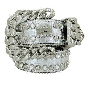 b.b. Simon Darband 3 Curb Chain Silver/Clear Crystal Belt