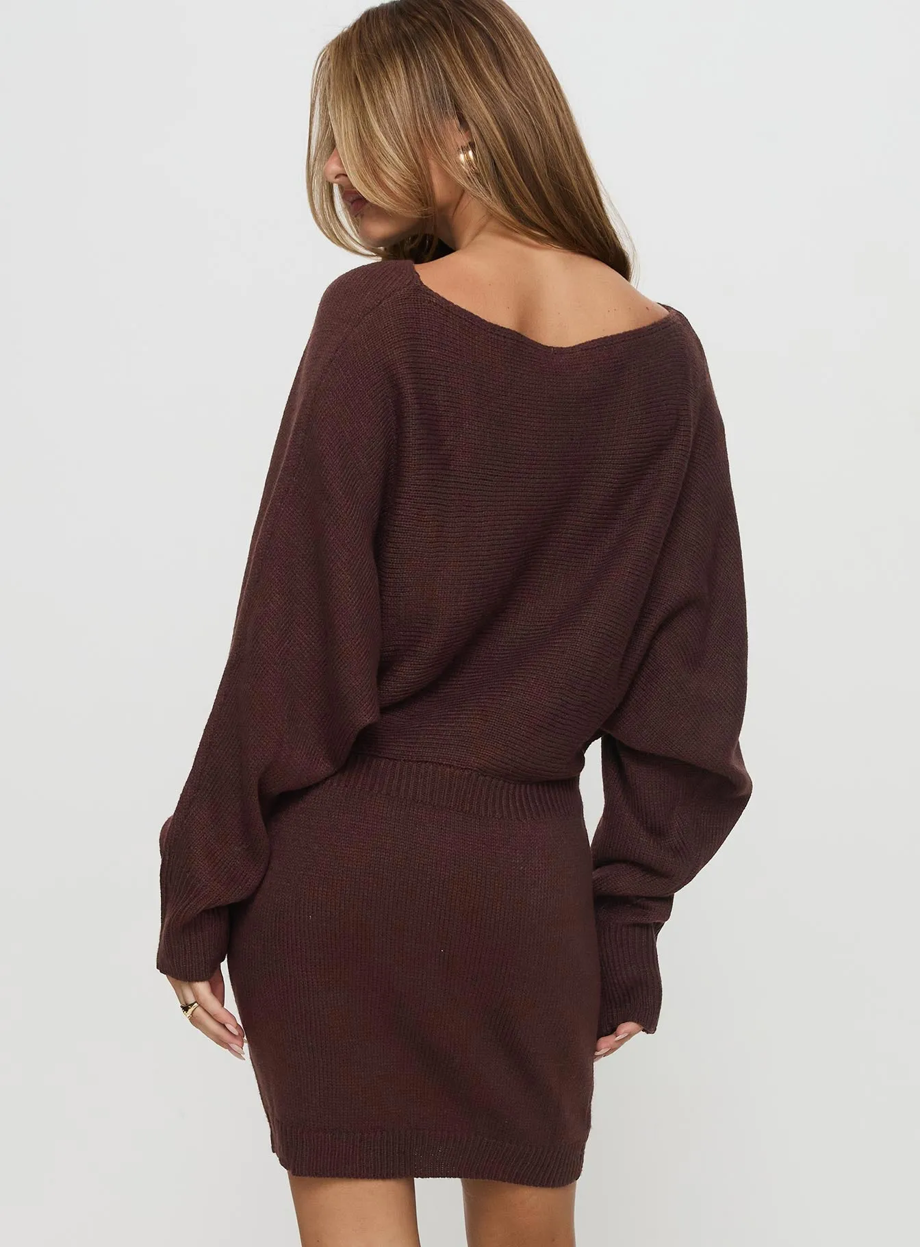 Bellamie Long Sleeve Mini Dress Chocolate