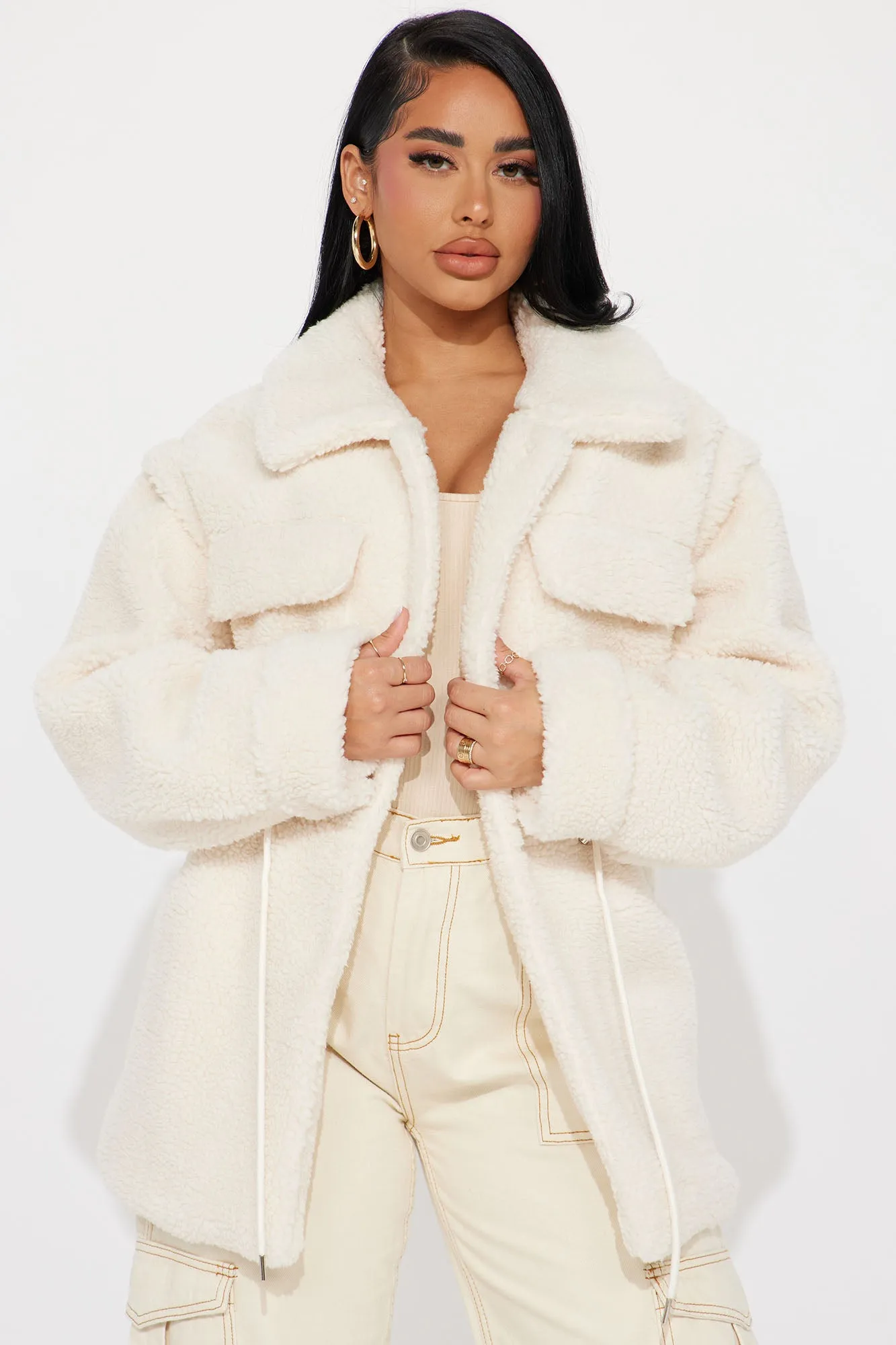 Better Than Yours Convertible Sherpa Jacket - Cream