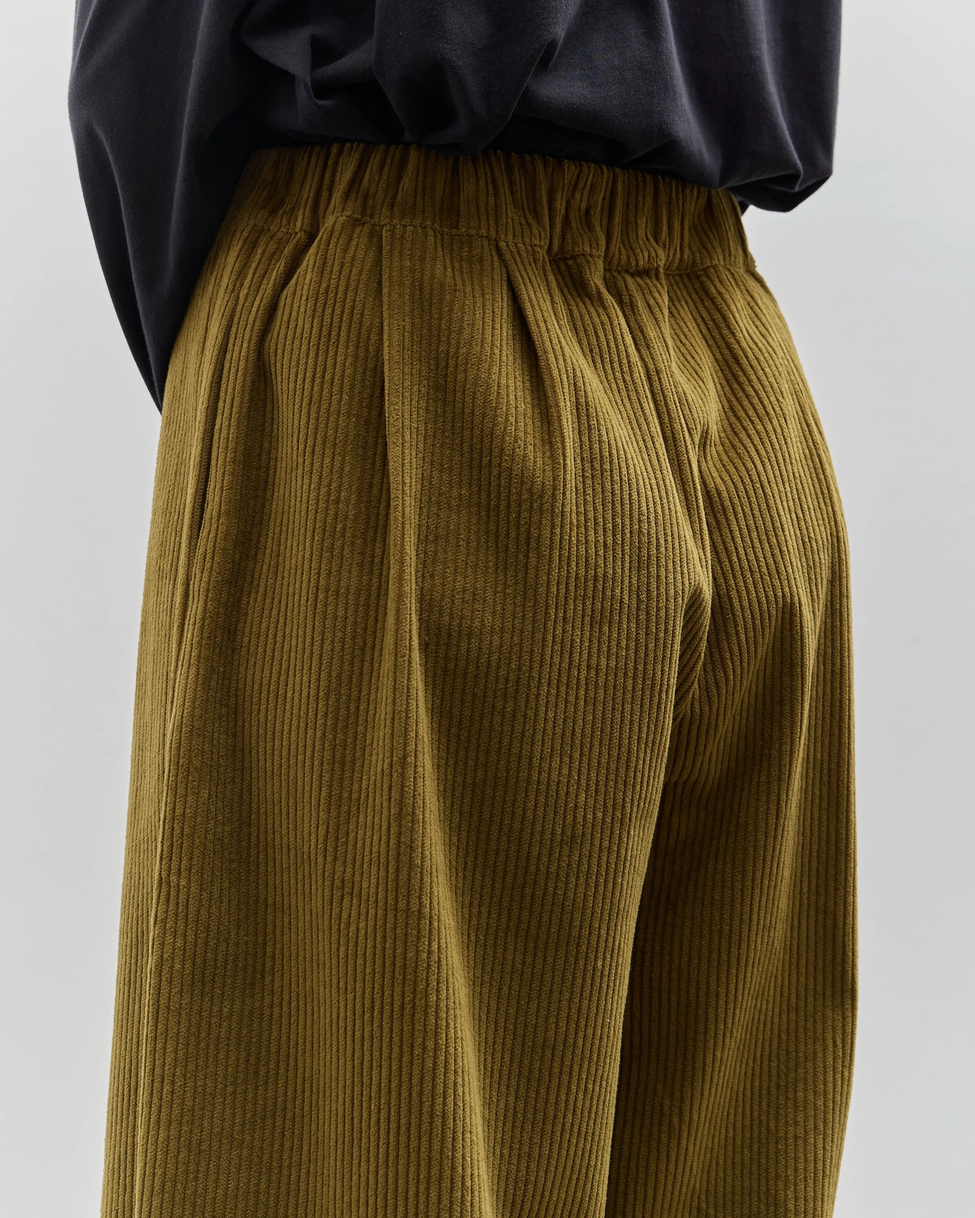 Black Crane Corduroy Wide Pants, Dark Olive