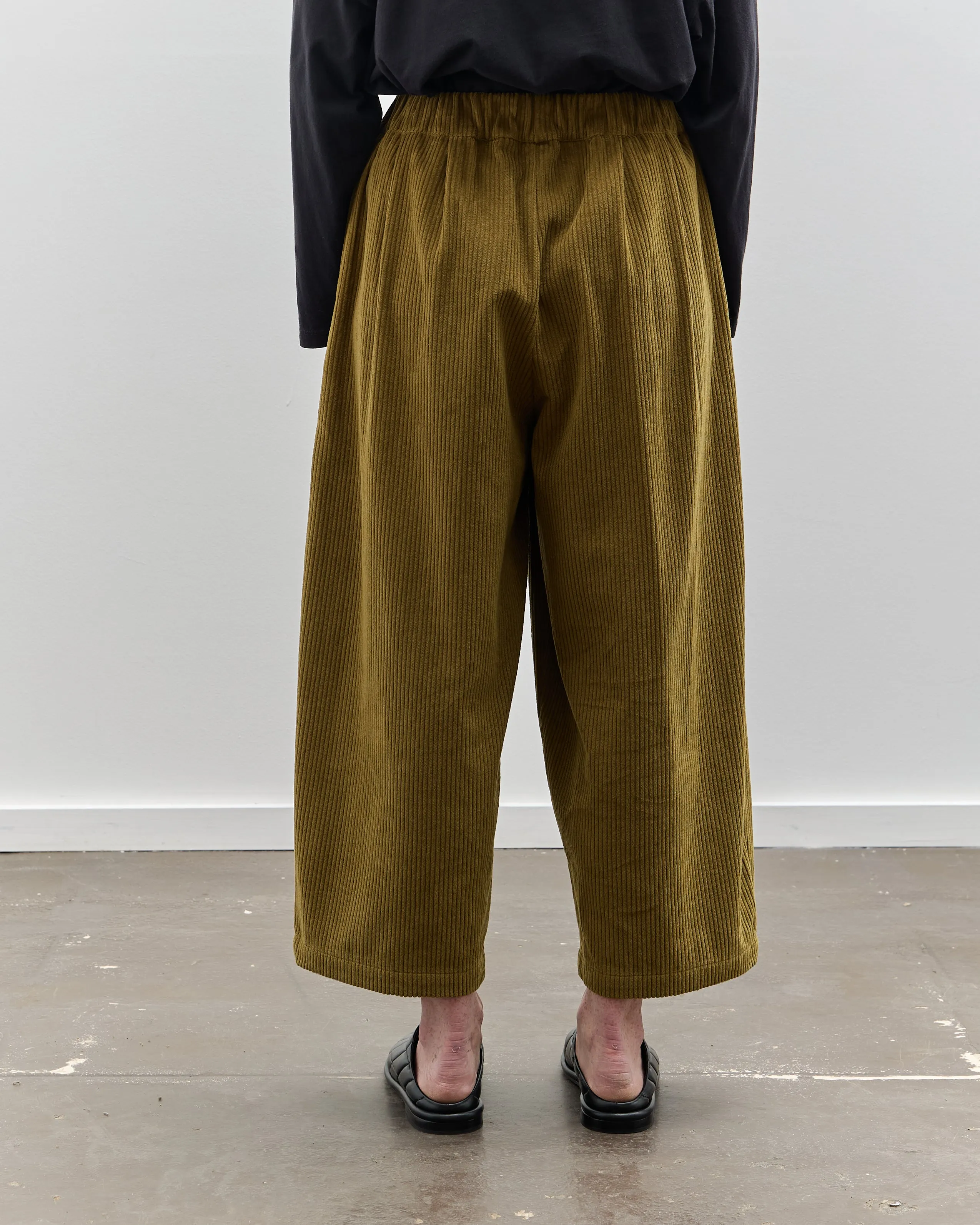 Black Crane Corduroy Wide Pants, Dark Olive