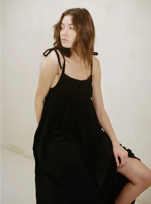 Black Gauze Maxi Dress