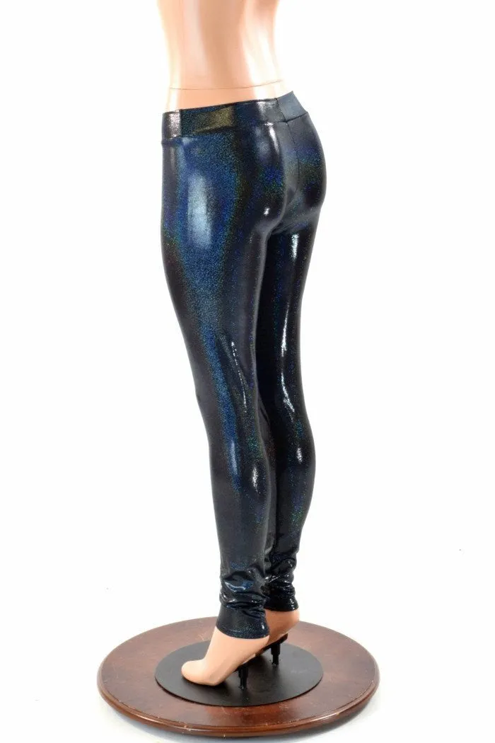 Black Holographic Mid Rise Leggings