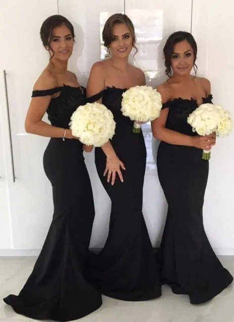 Black Mermaid Bridesmaid Dresses, Bridesmaid Dress, Wedding Party Dress, Dresses For Wedding, NB0030