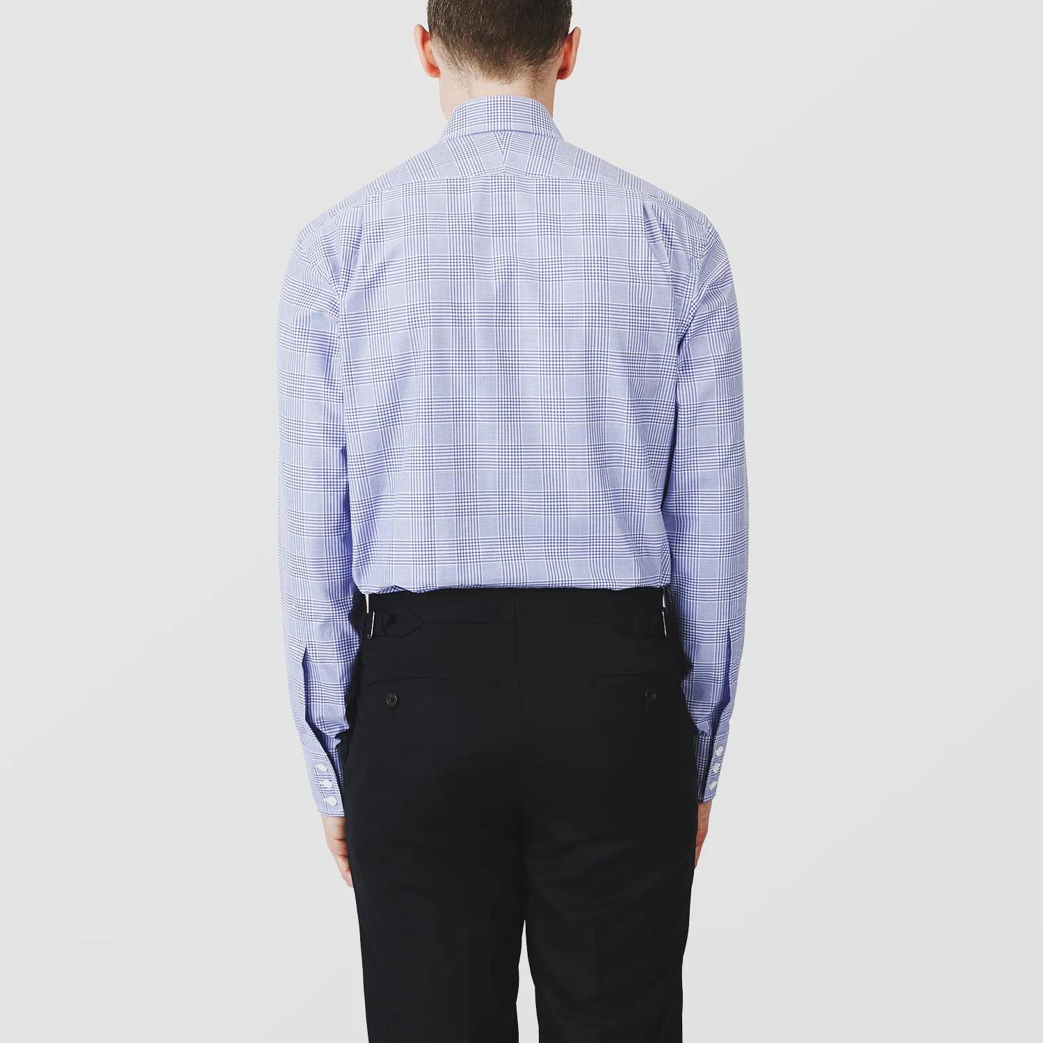 Blue Check Shirt with T&A Collar and 3-Button Cuffs