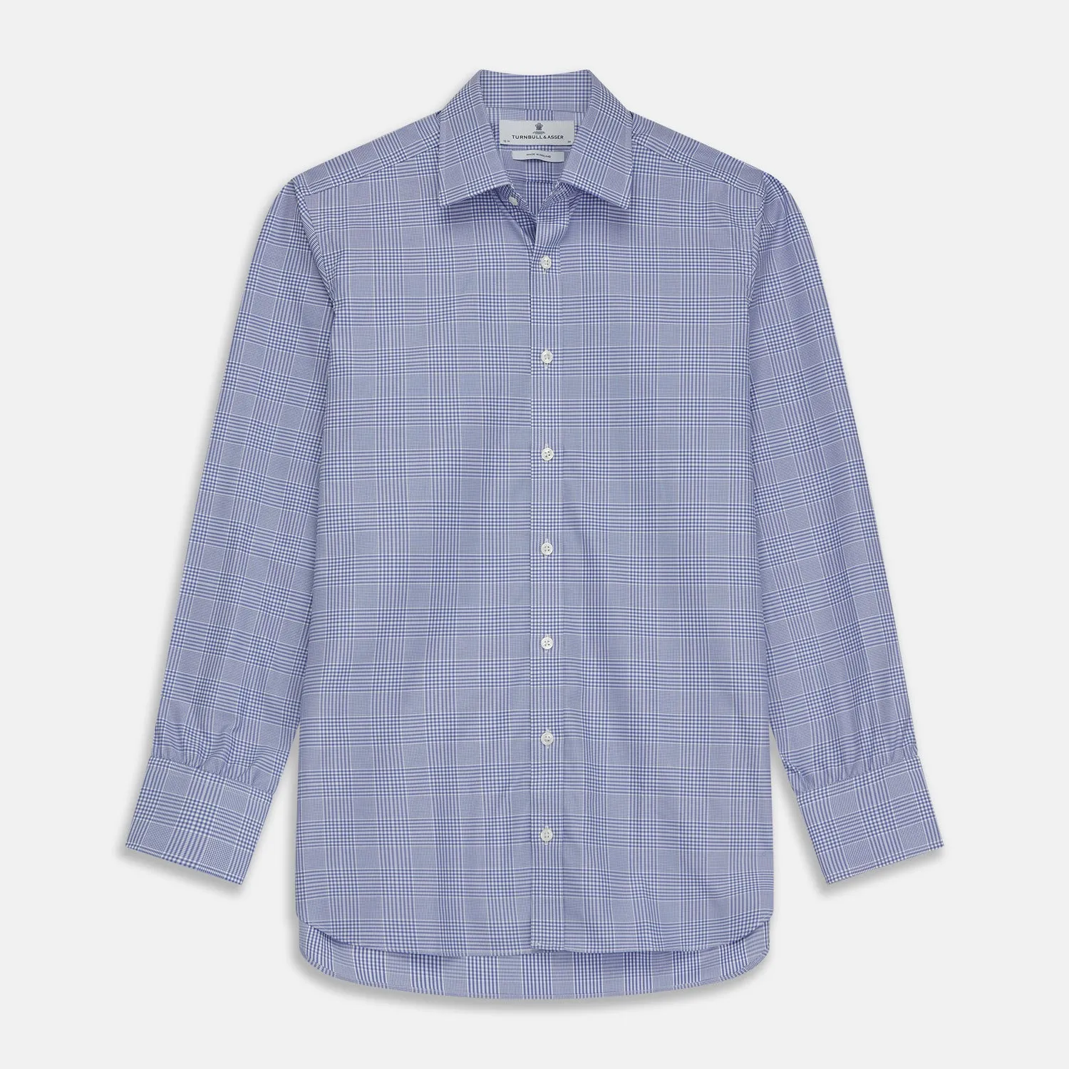 Blue Check Shirt with T&A Collar and 3-Button Cuffs