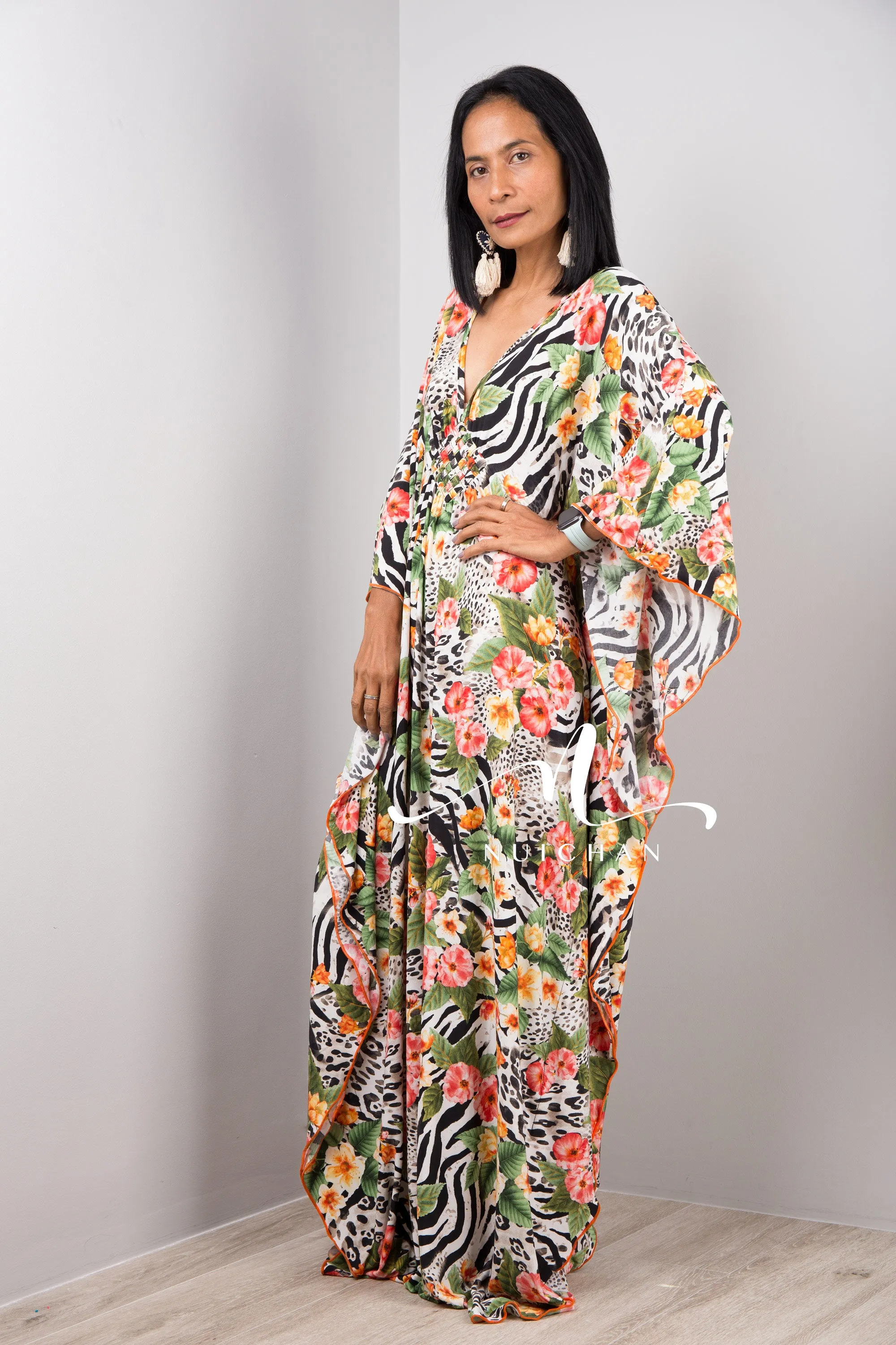 Boho Kaftan Frock Dress, Loose fit maxi dress, Resort kaftan dress