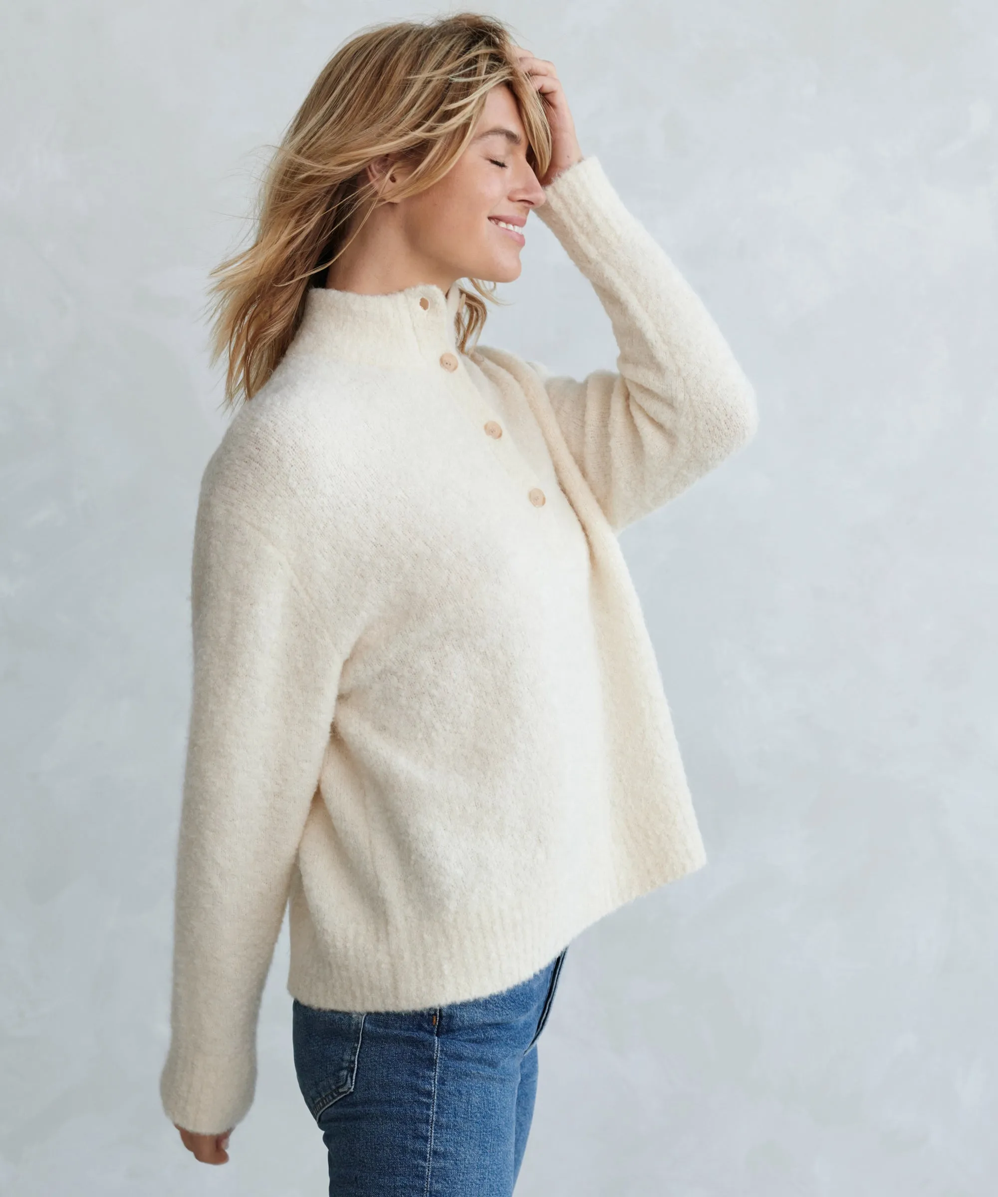 Boucle Button Pullover