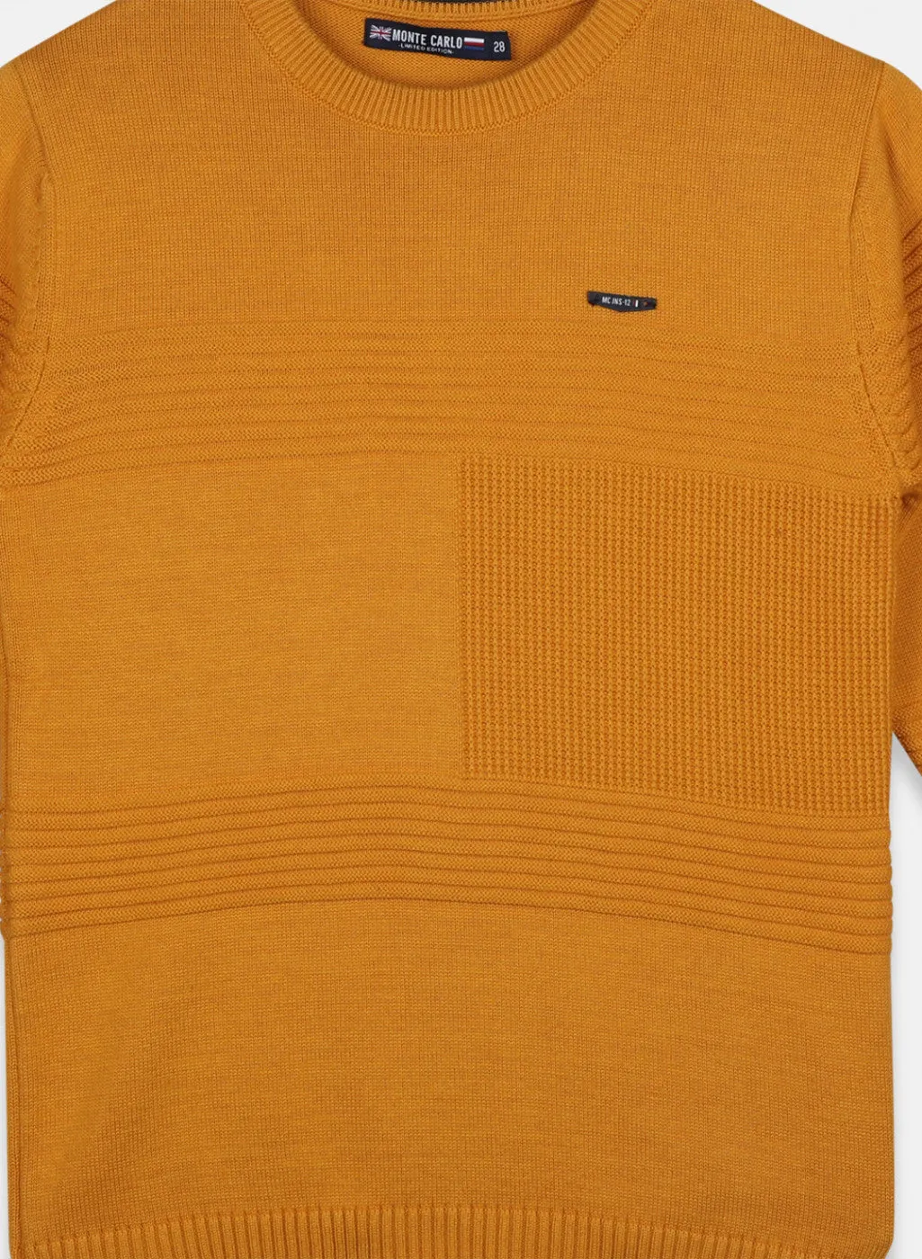 Boys Mustard Self Design Pullover