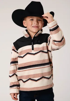 BOYS POLAR FLEECE  HORIZONTAL AZTEC PRINT PULLOVER