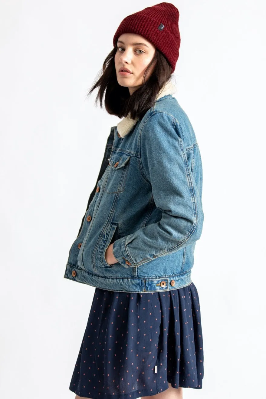 Broadway Sherpa Denim Jacket - Faded Indigo