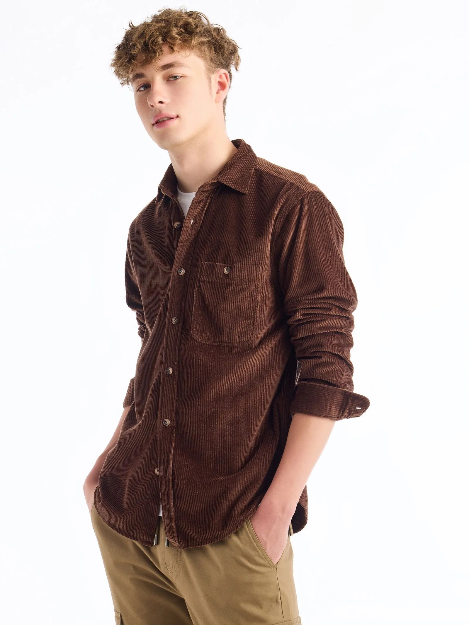 Brown Corduroy Over Shirt