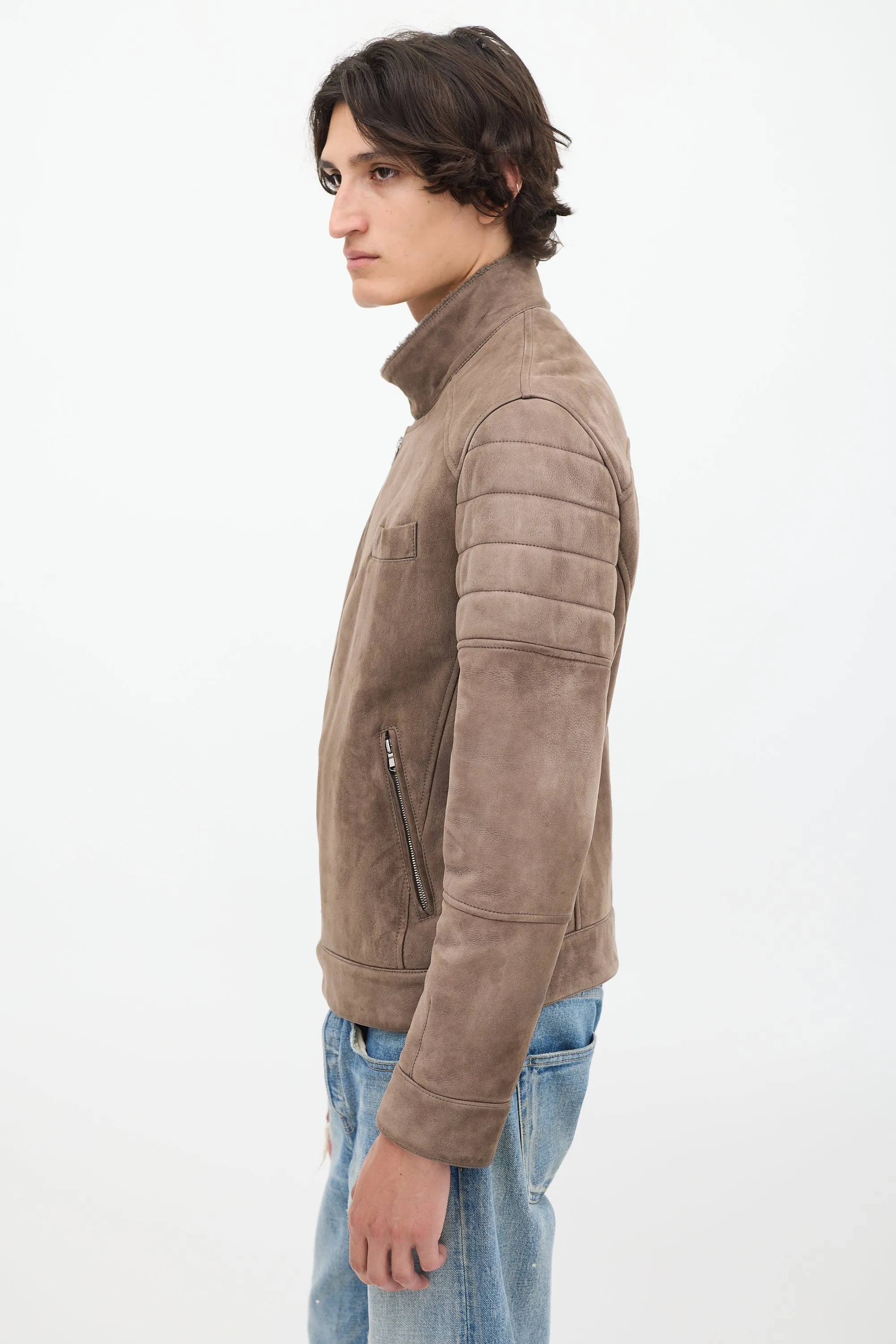 Brown Leather & Sherpa Jacket