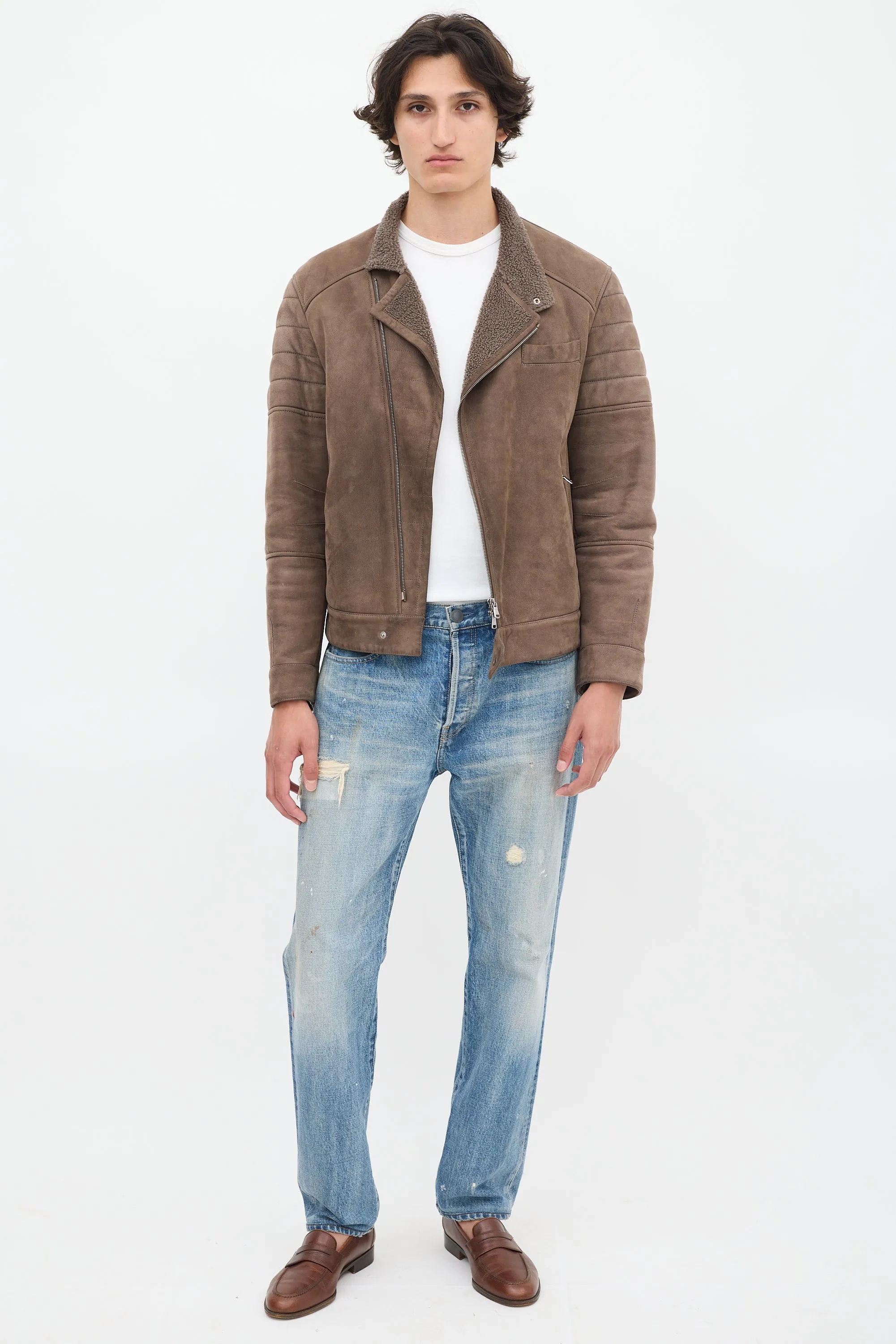 Brown Leather & Sherpa Jacket