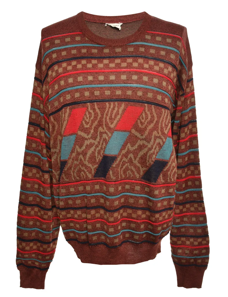 Brown Patterned Jumper - M