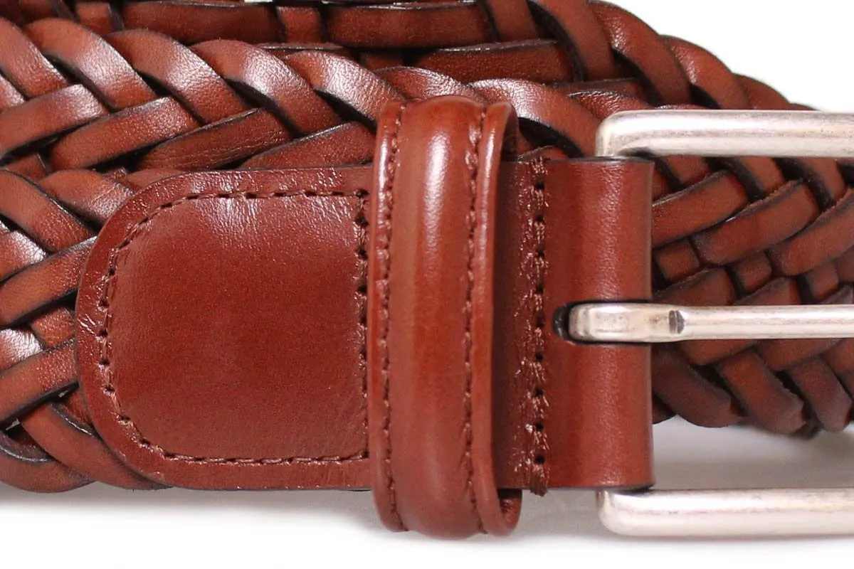 Brown Woven Leather Belt