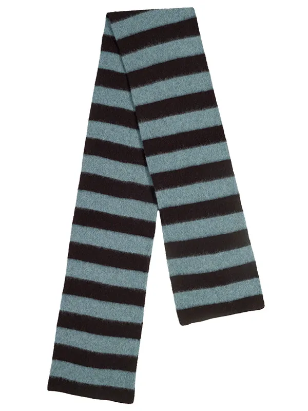 Brushed Wide Stripe Scarf Black & Oatmeal