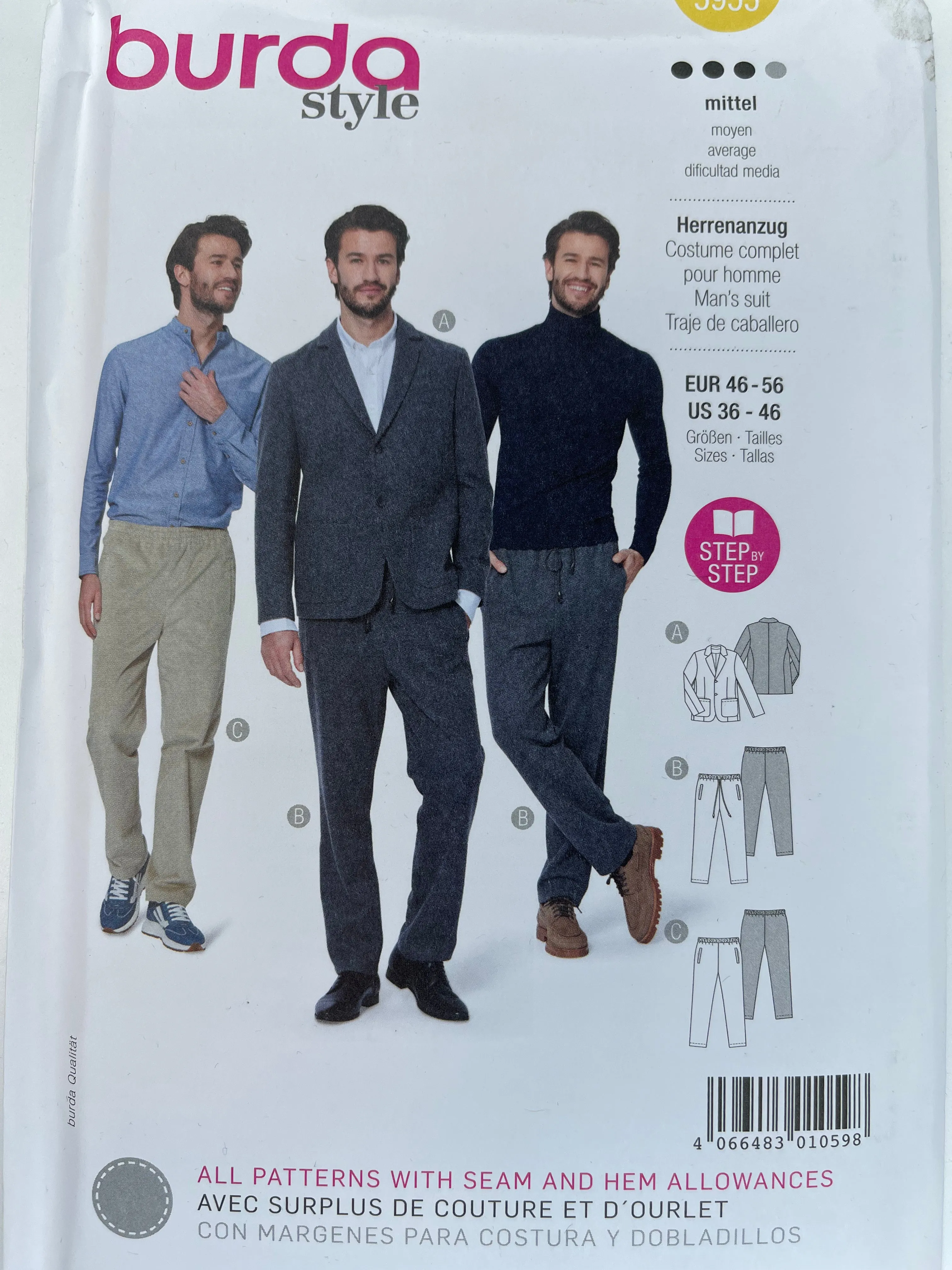 Burda MEN'S SUIT Pattern - 5955