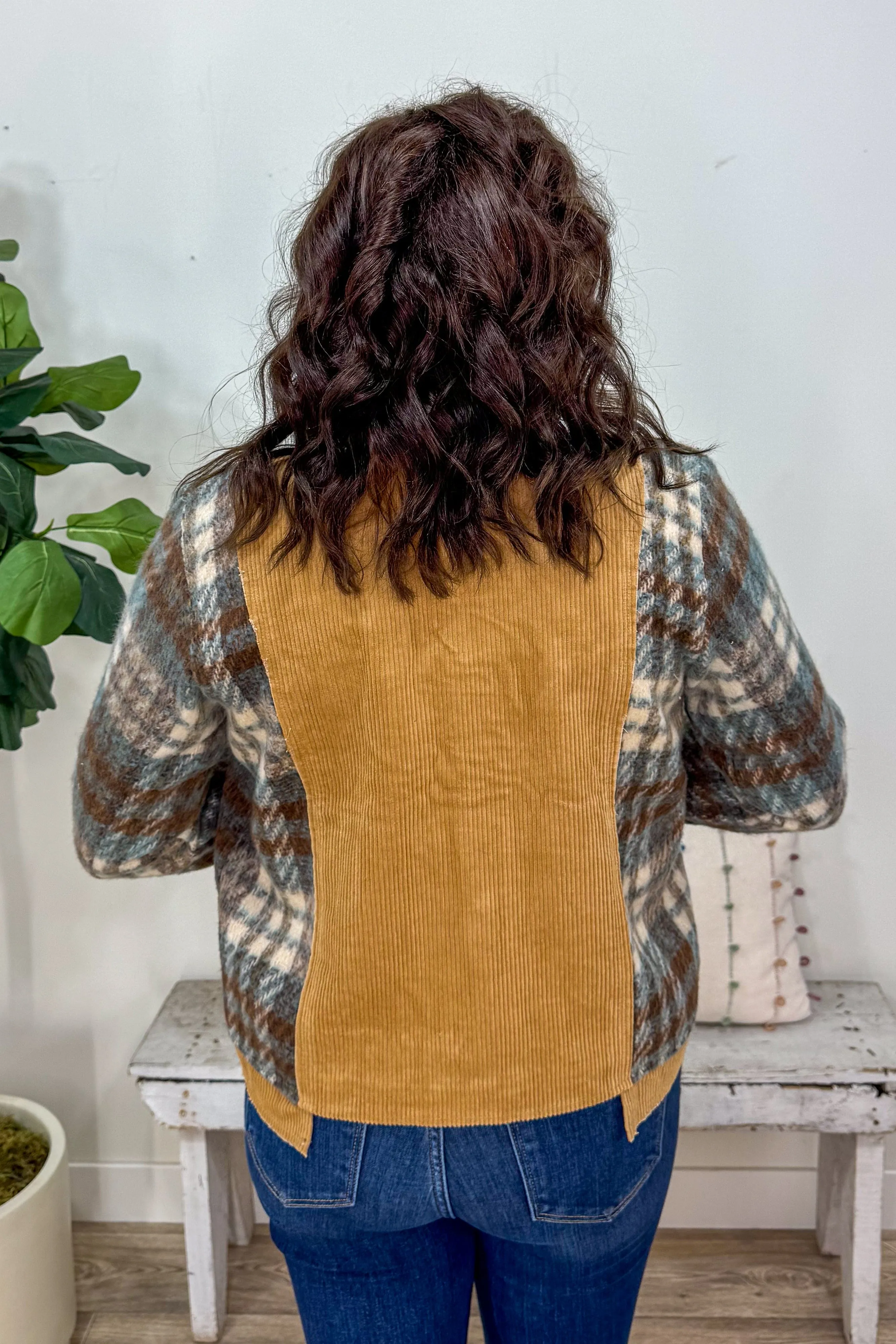 Camel & Plaid Corduroy Jacket