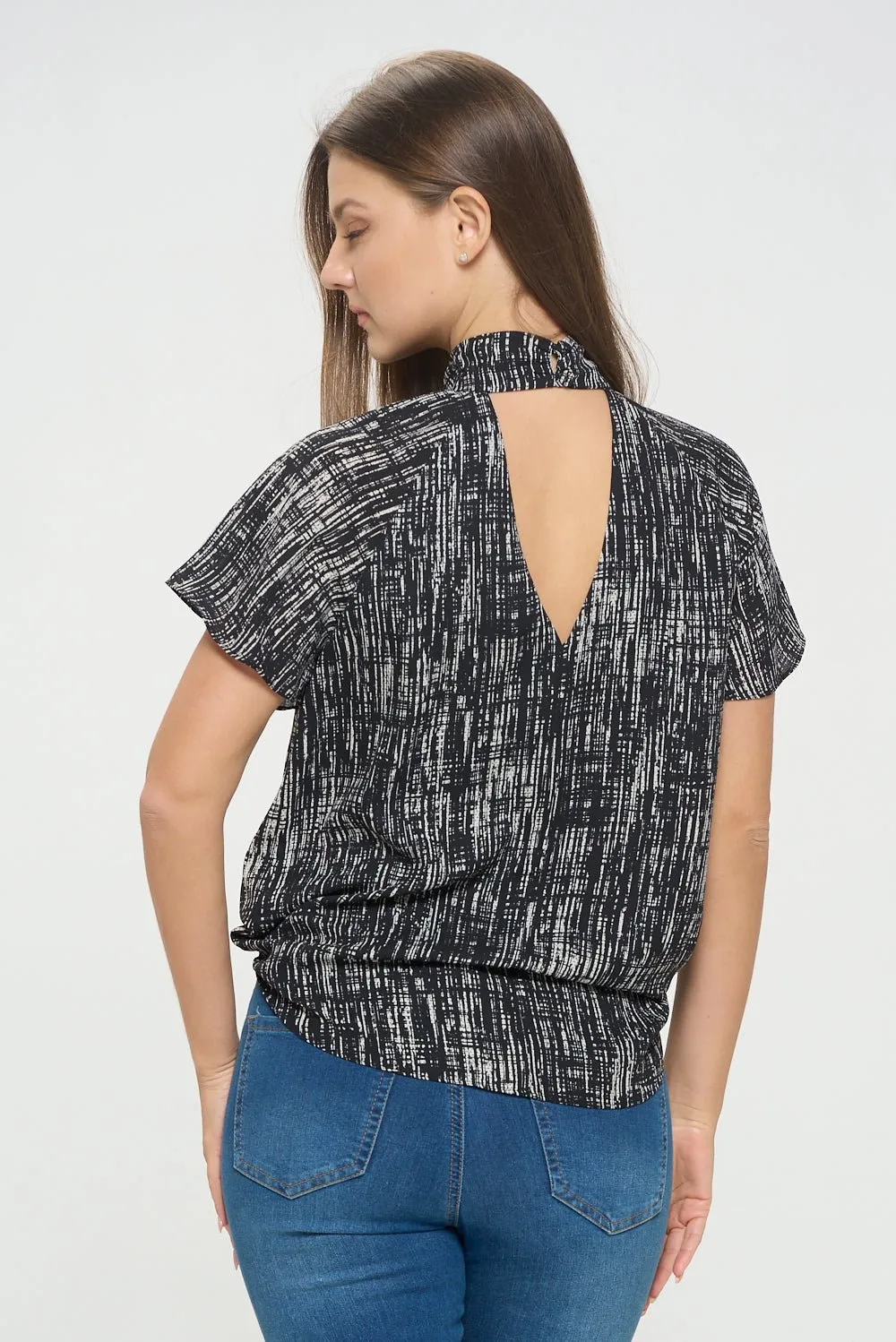 Camilla Flutter Sleeve Woven Top With Neck Cutouts