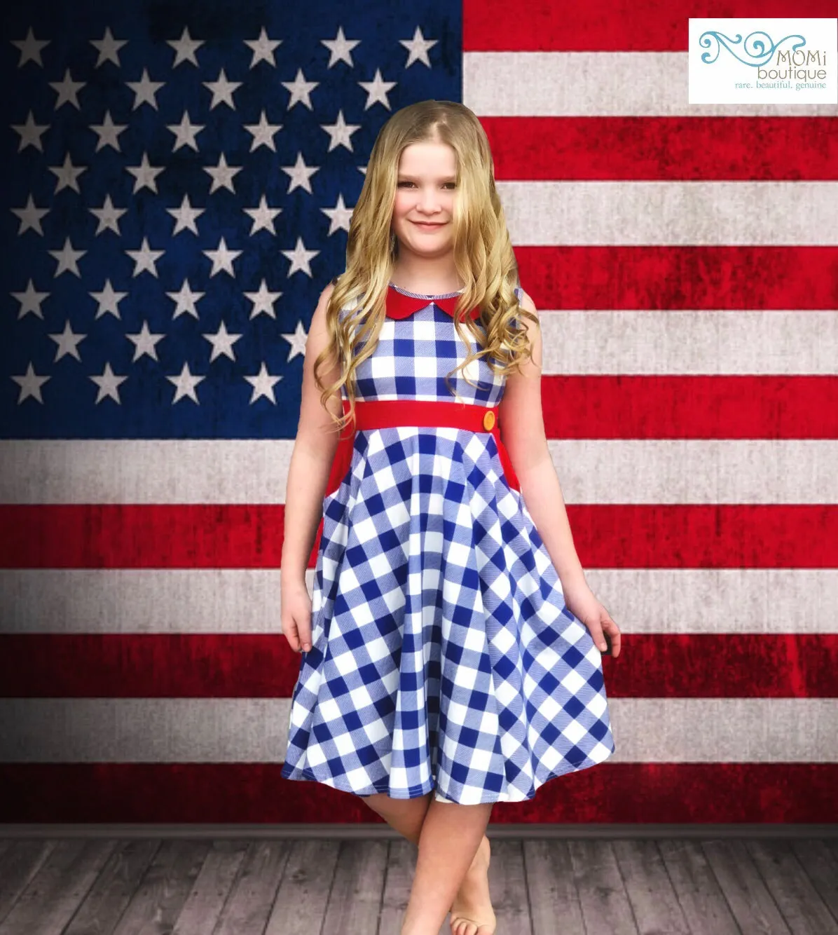 Central Park Twirl dress in Red, White, & Blue