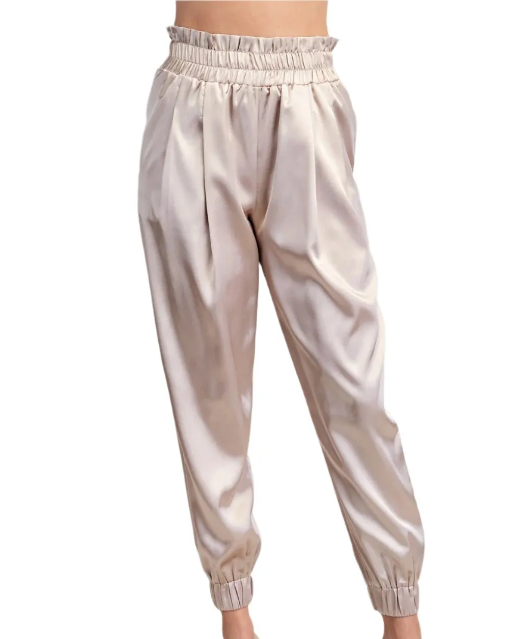 Champagne Pleated Jogger Pants