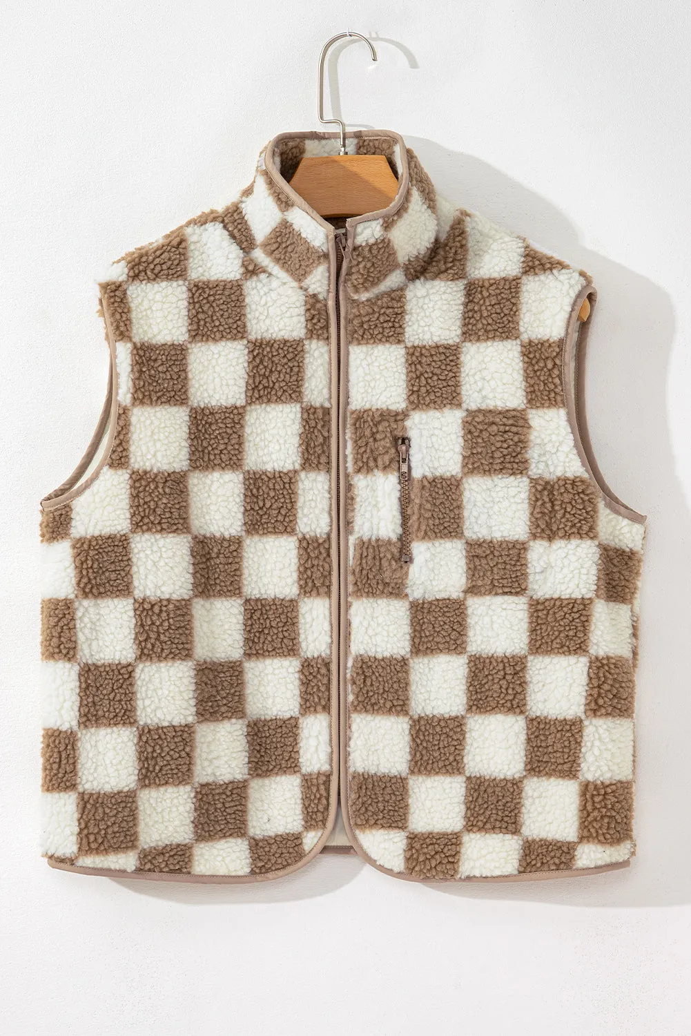 Checker Sherpa Zipped Jacket Vest