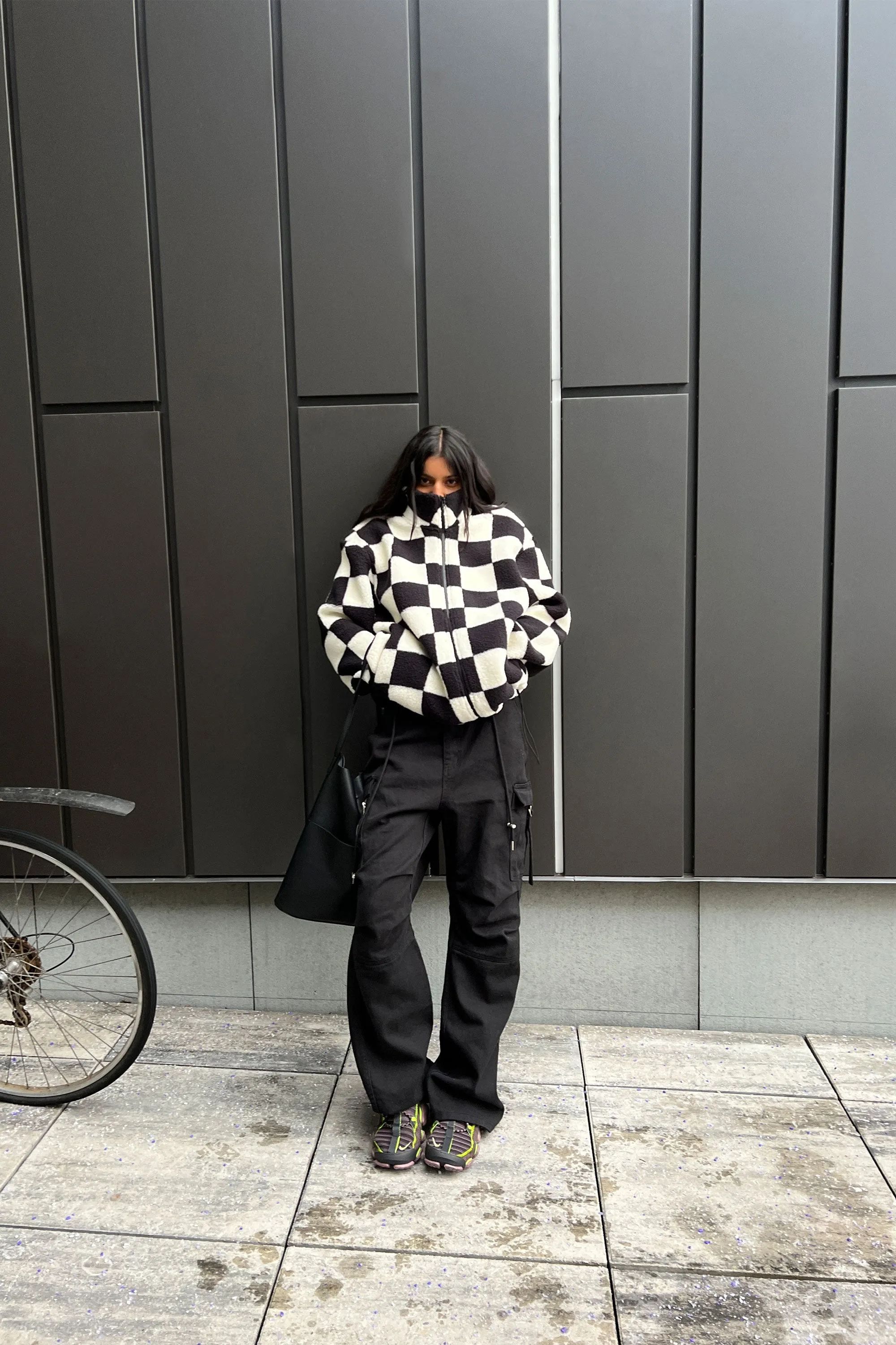 CHECKERED SHERPA ZIP-UP