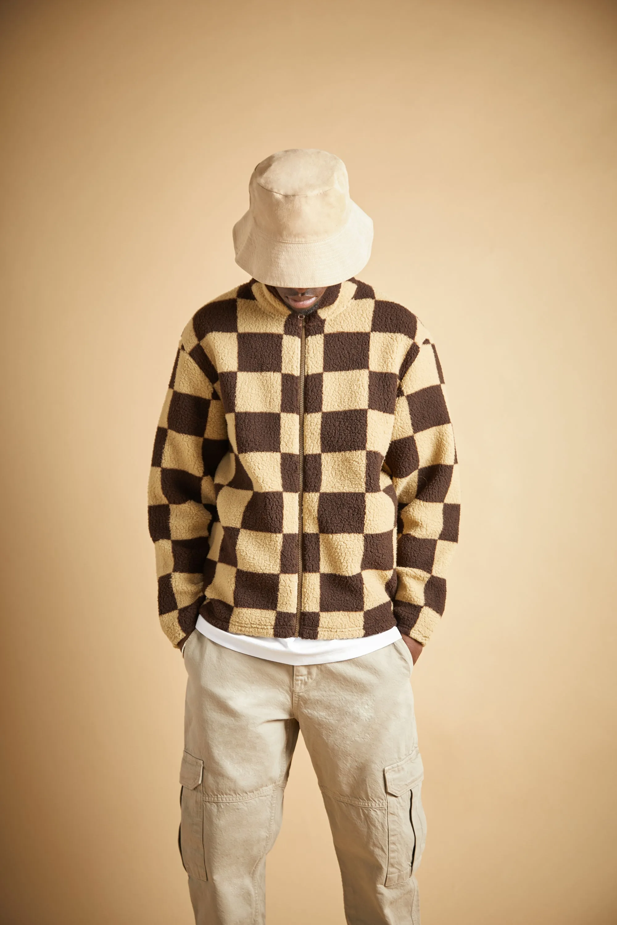 CHECKERED SHERPA ZIP-UP