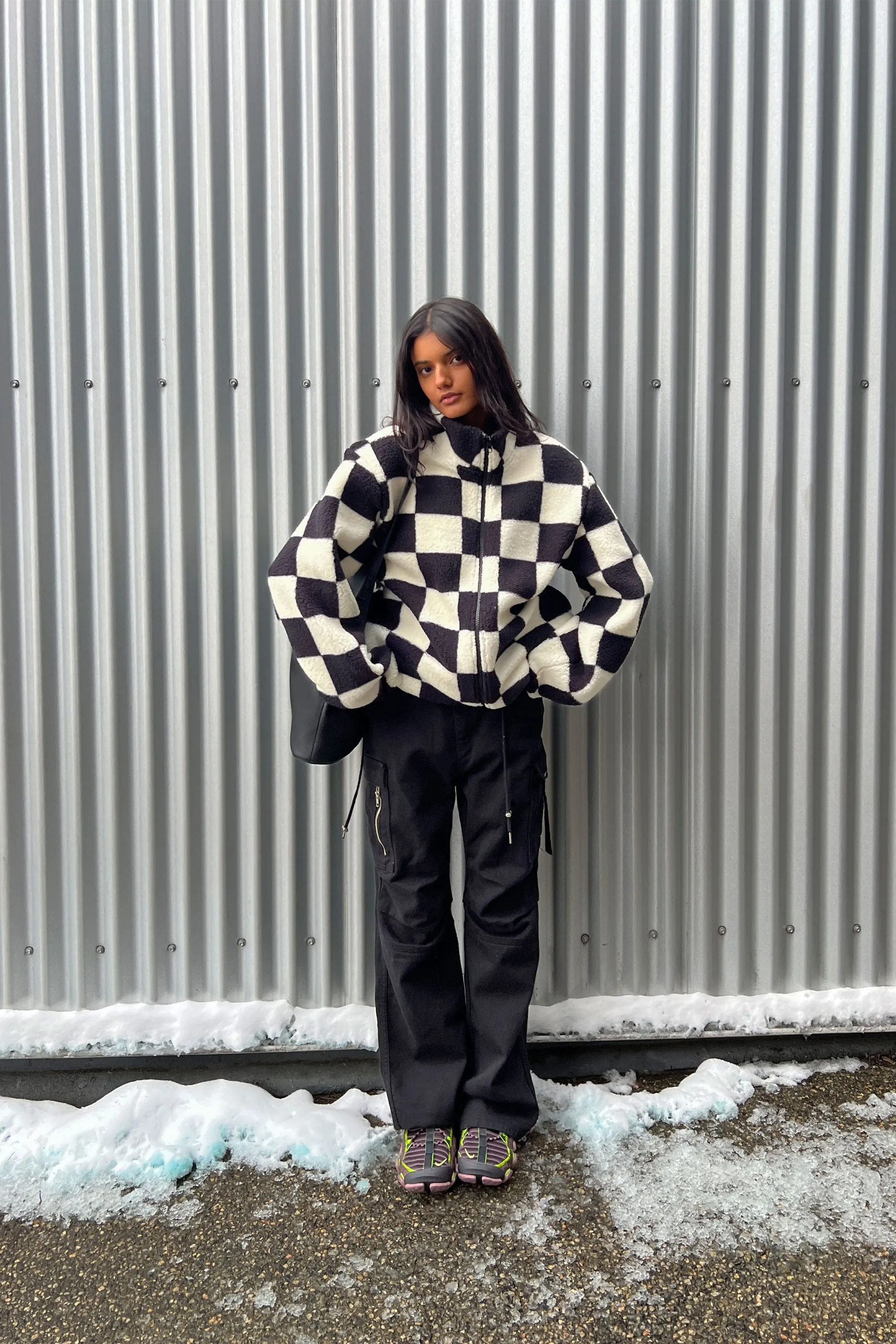 CHECKERED SHERPA ZIP-UP