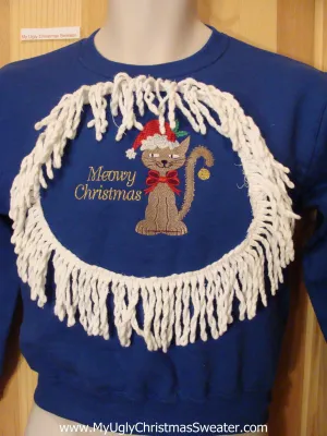 Child Tacky Christmas Sweatshirt Santa Cat