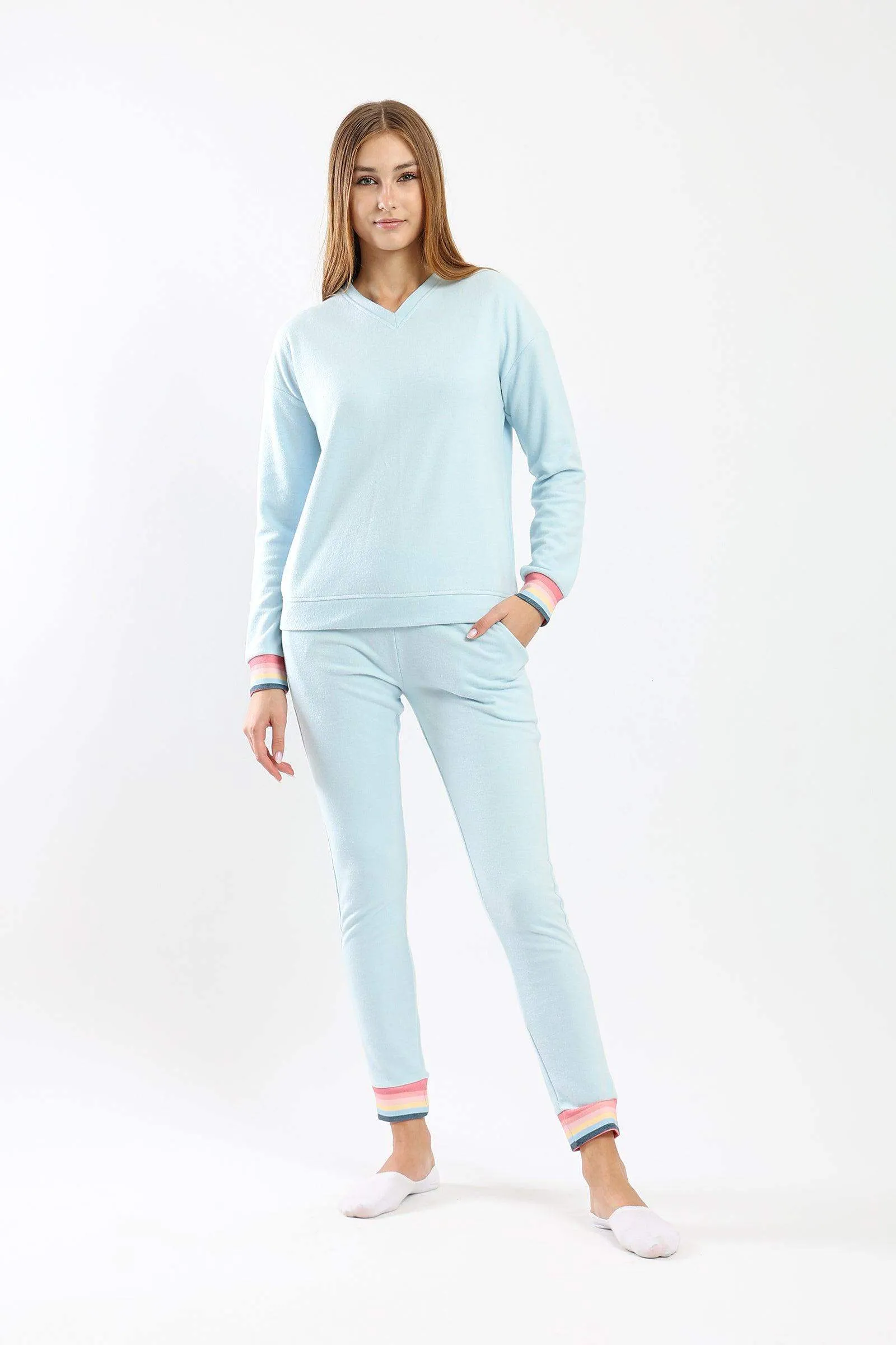 Colored Cuffs Pyjama Set