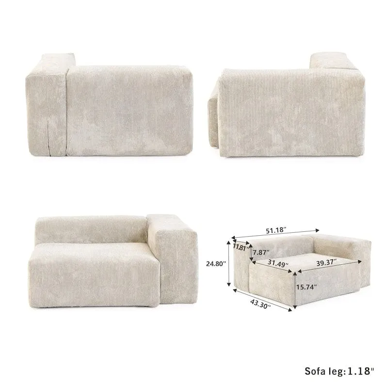 Corduroy, 4 Seater Modular Sofa -Beige