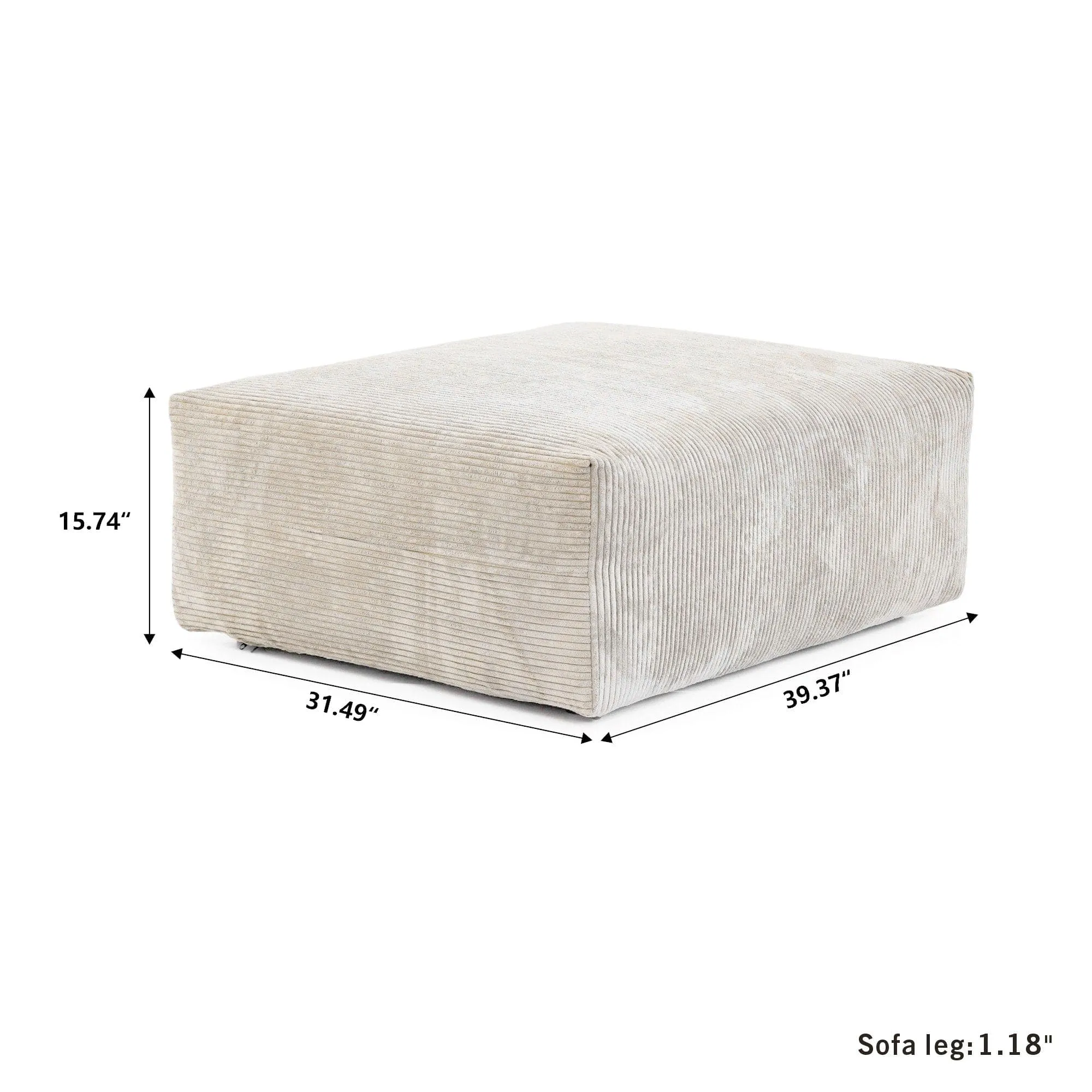 Corduroy  Ottoman- Beige