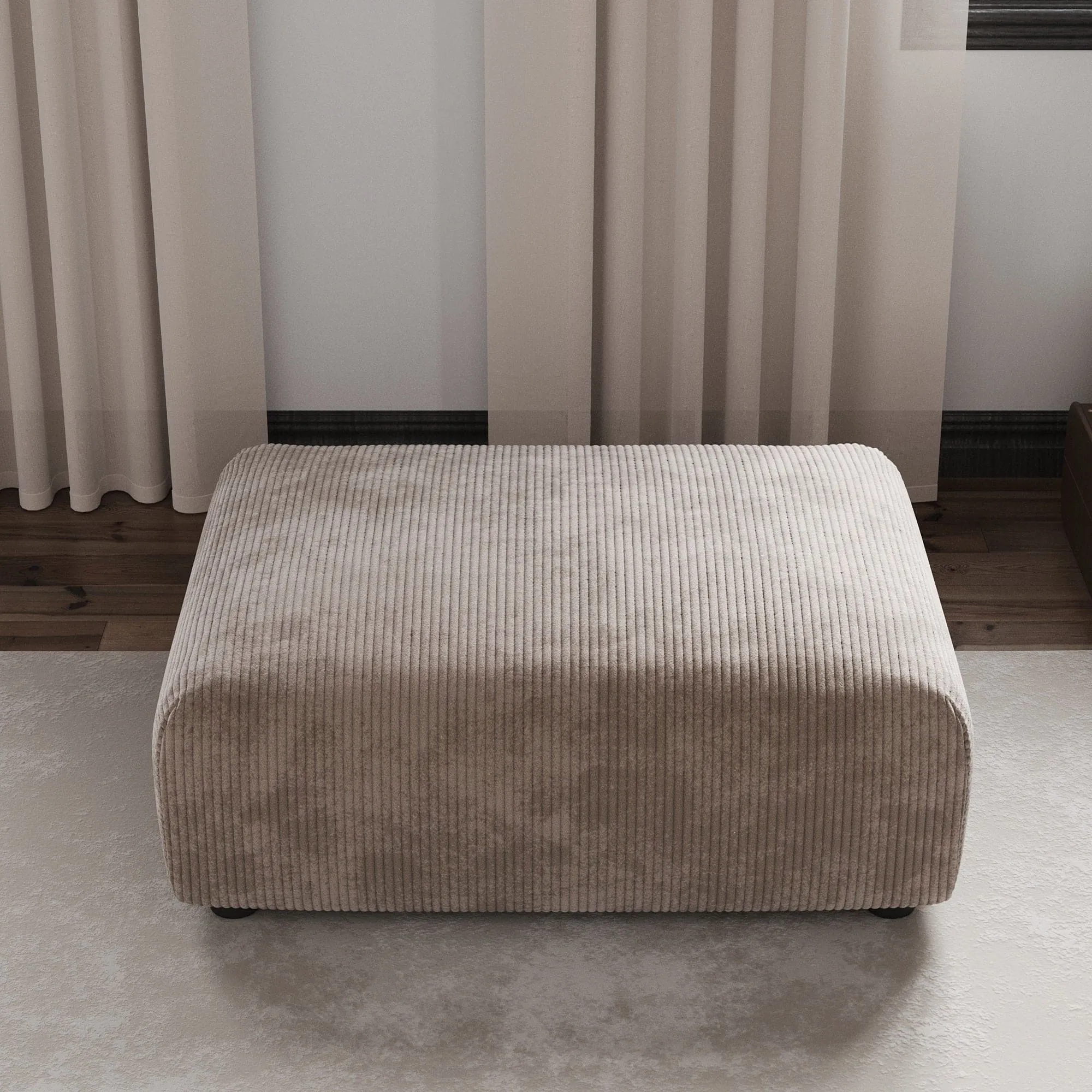 Corduroy  Ottoman- Light Brown