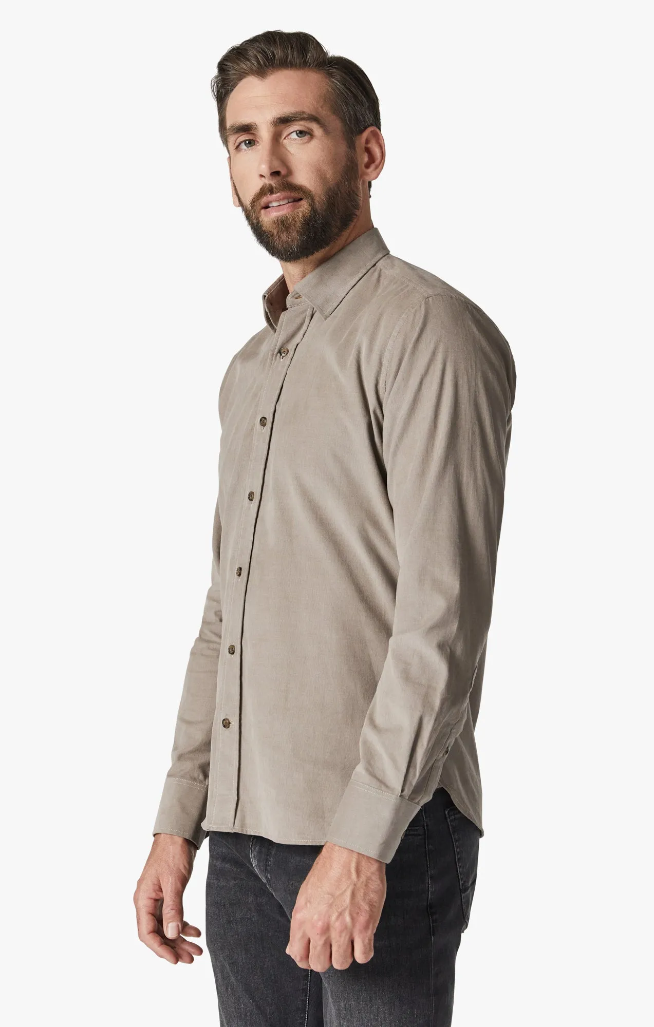 Corduroy Shirt In Beige