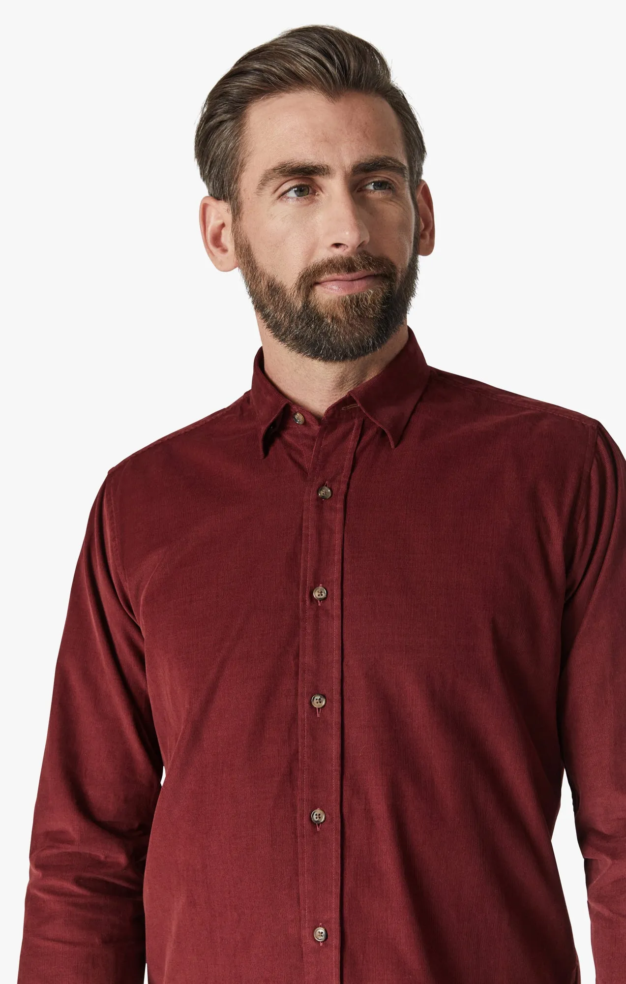 Corduroy Shirt In Bordeaux