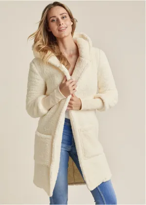 Cozy Sherpa Hooded Jacket  - Beige