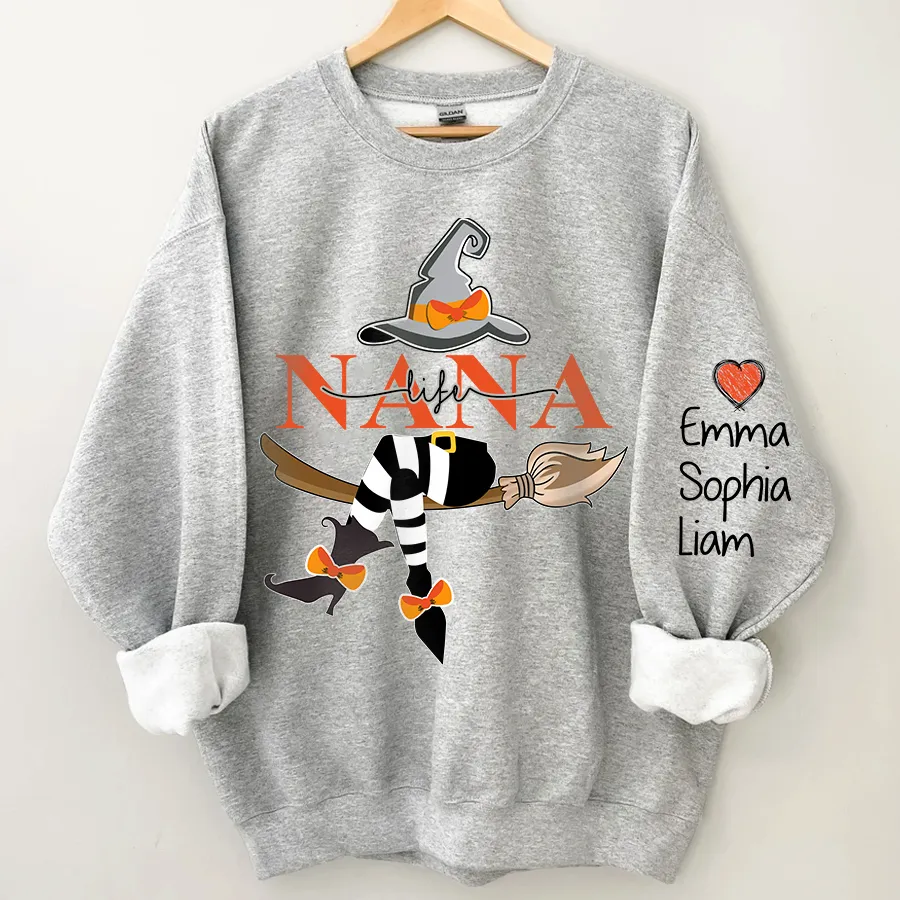 Customized Nana Life Witch Halloween Sweatshirt, Halloween Sweatshirt, Fall weatshirt